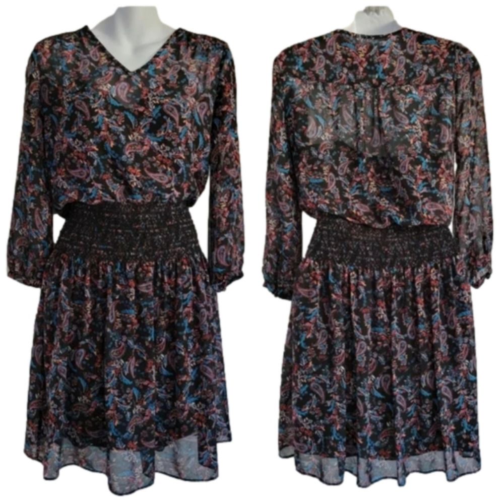 Anthropologie Vanessa Virginia Daytripper Paisley Floral Smocked Dropwaist Dress - Picture 12 of 15